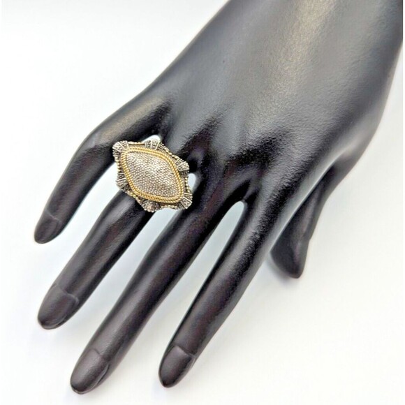 Elizabeth Adams Collection Sterling Silver 925 Pave Diamonds Statement Ring Sz 6 - Picture 12 of 16